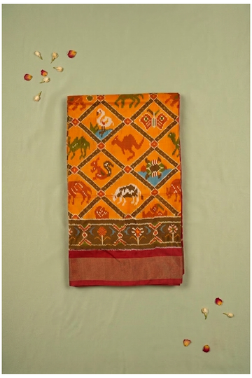 Premium Patola Inspired Pure Silk Saree With Multicolour Heritage Motifs