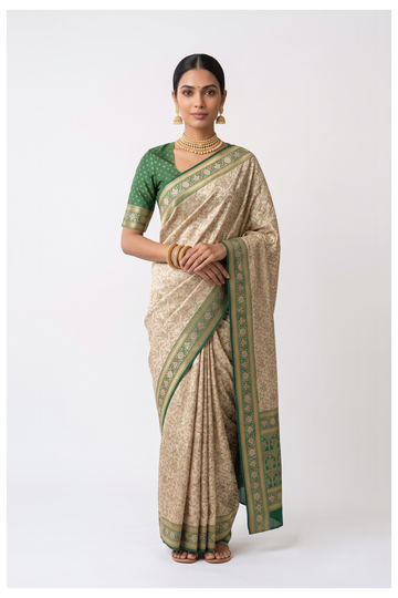 Champagne South Art Silk Wedding Saree