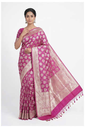 Magenta Banarasi Art Silk Wedding Party Wear
