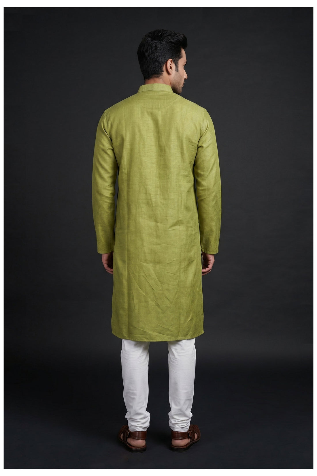 Lime Green Solid Men'S Kurta