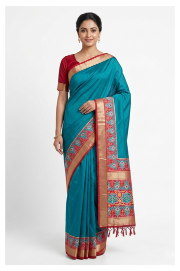 Teal Banarasi Art Silk Wedding Saree