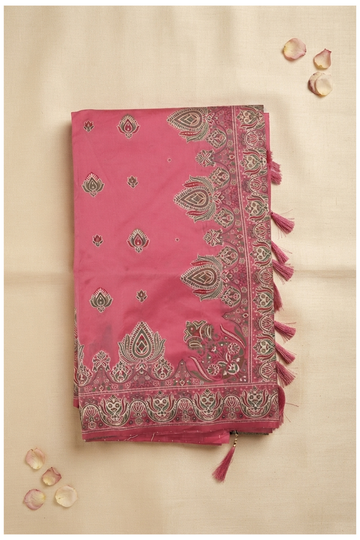 Rani Pink Banarasi Art Silk Wedding Saree