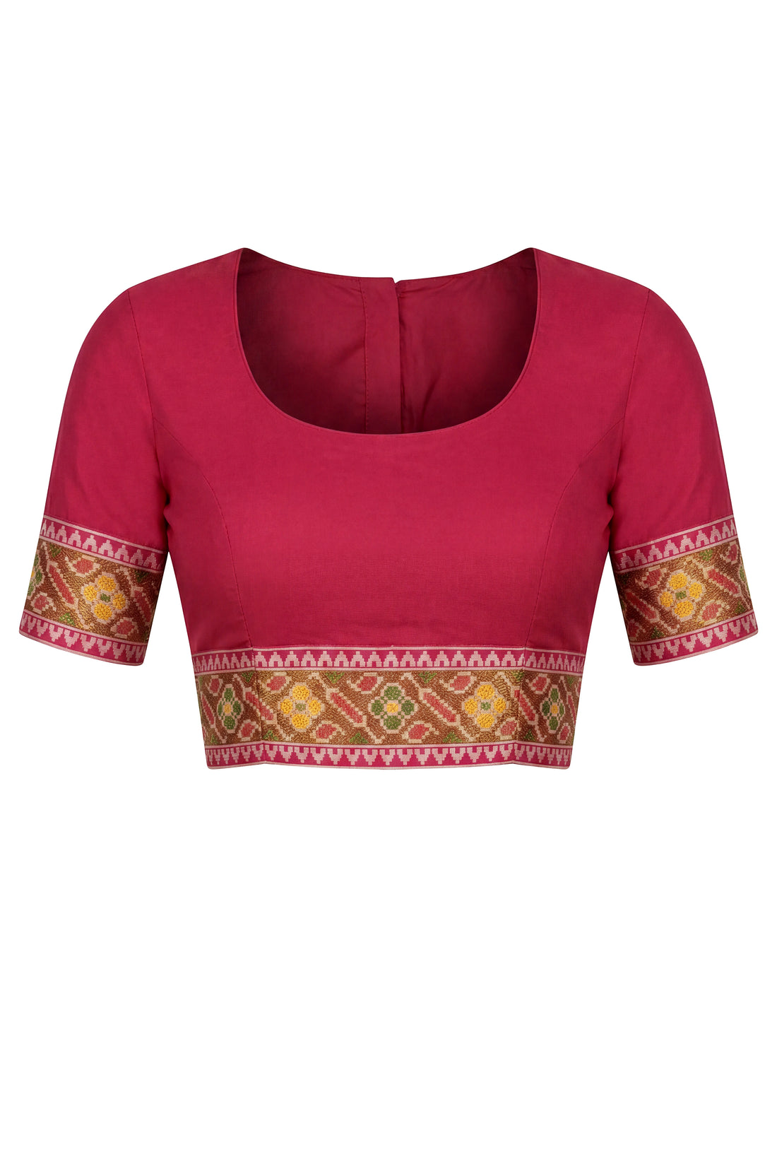 Rani Pink Patola Art Silk Saree with Multicolor All Over Jaal and Heritage Woven Border