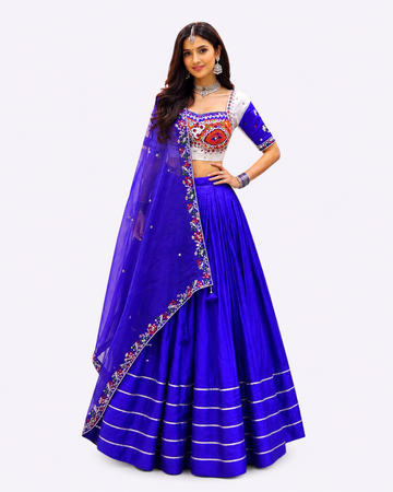 NAVY BLUE GAJJI SILK CHANIYA CHOLI