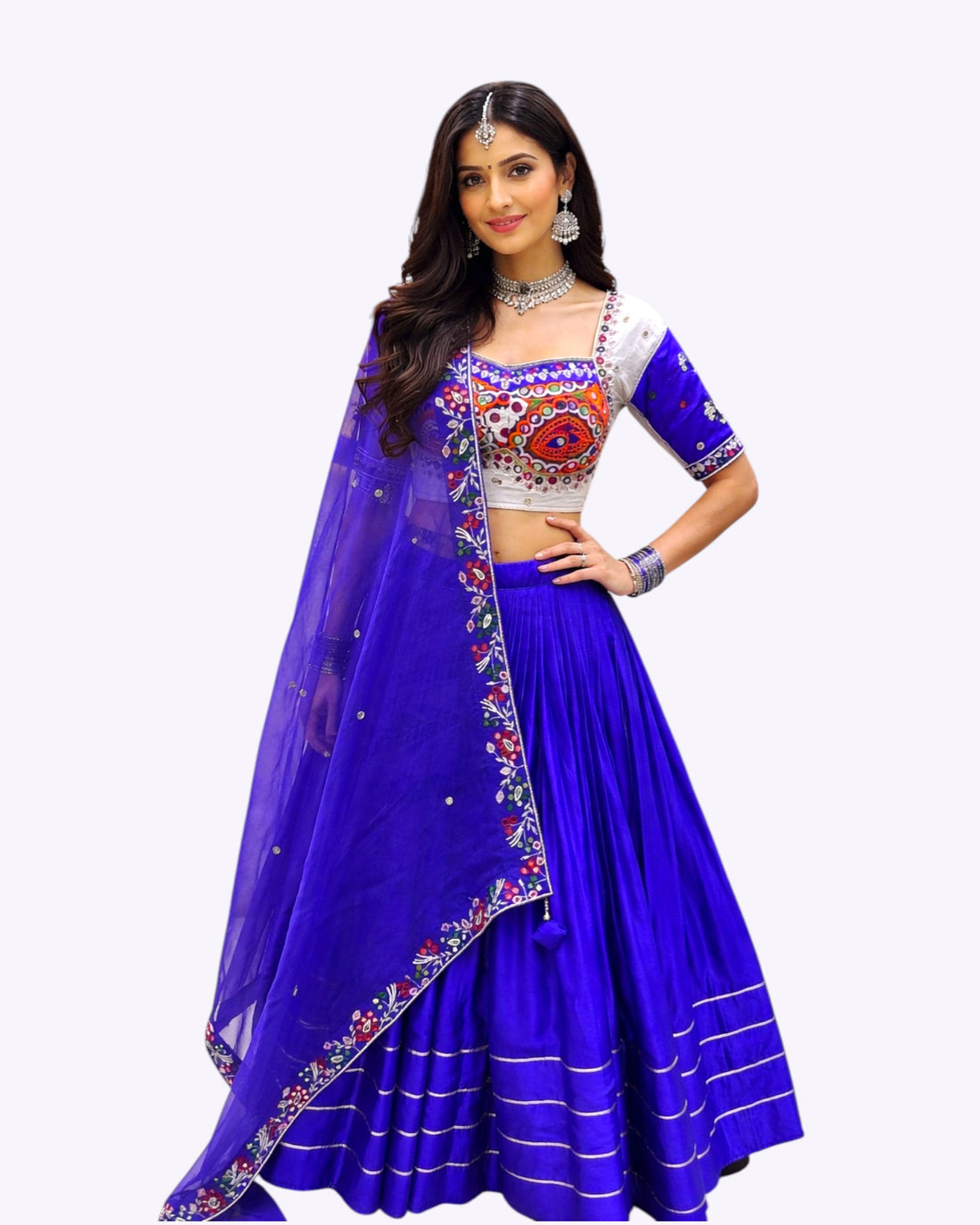 NAVY BLUE GAJJI SILK CHANIYA CHOLI