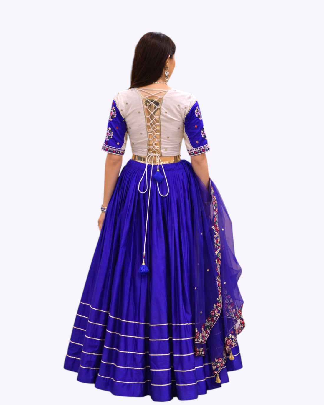 NAVY BLUE GAJJI SILK CHANIYA CHOLI