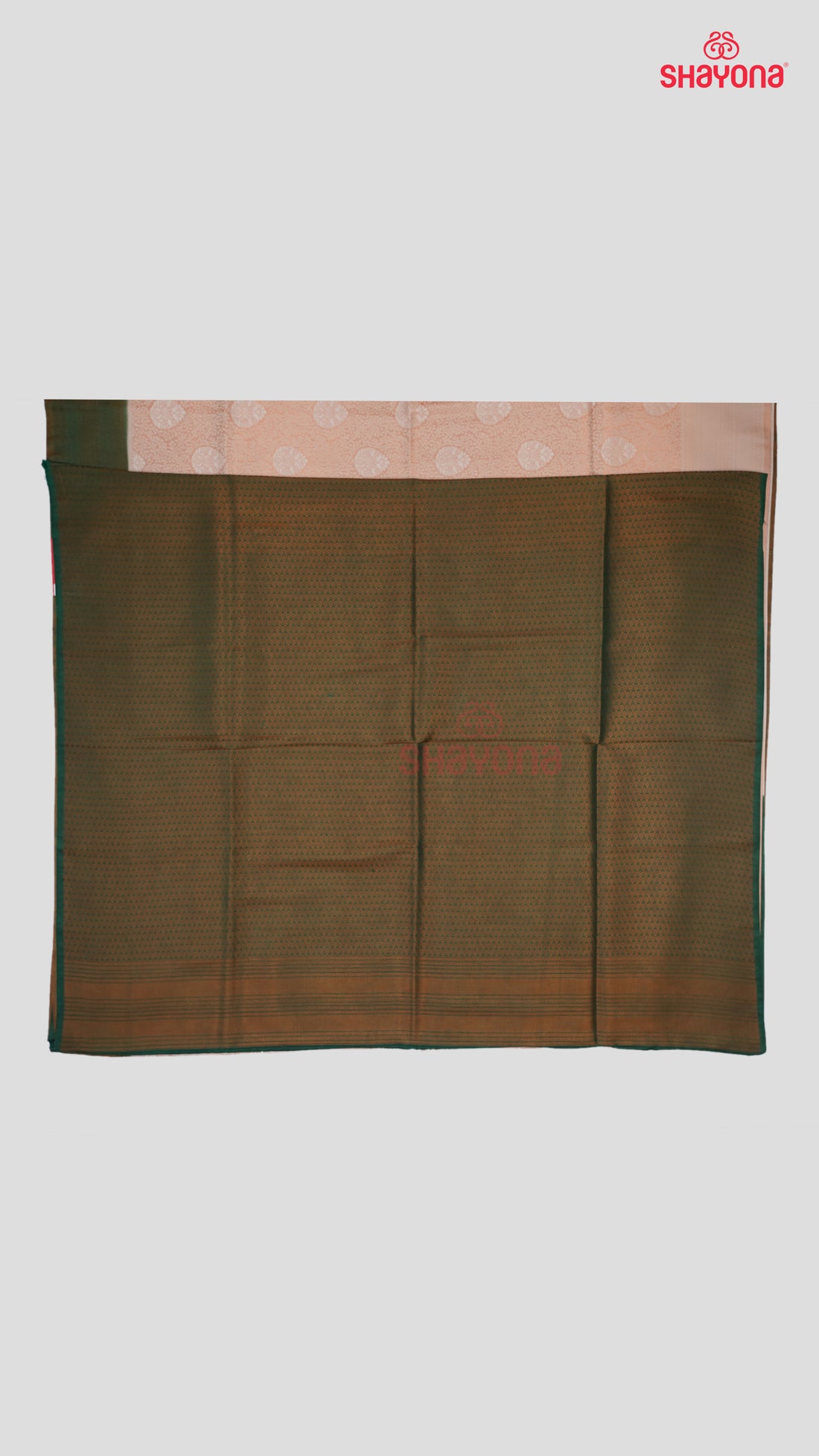 Dark Cadet Blue & Antique White Banarasi Soft Silk Saree with Copper Butta & Nakshi Border