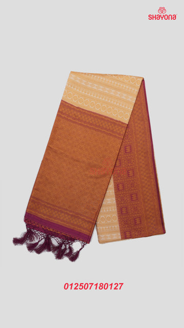 Almond & Magenta Banarasi Soft Silk Saree with Golden Nakshi Jaal & Heavy Pallav