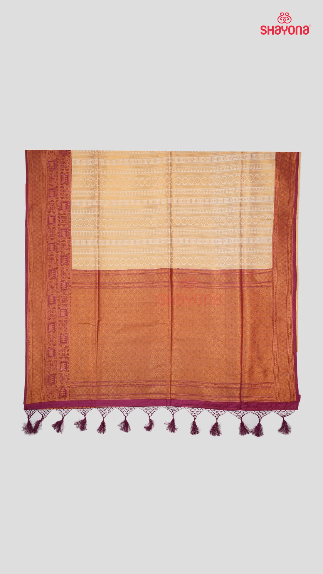 Almond & Magenta Banarasi Soft Silk Saree with Golden Nakshi Jaal & Heavy Pallav