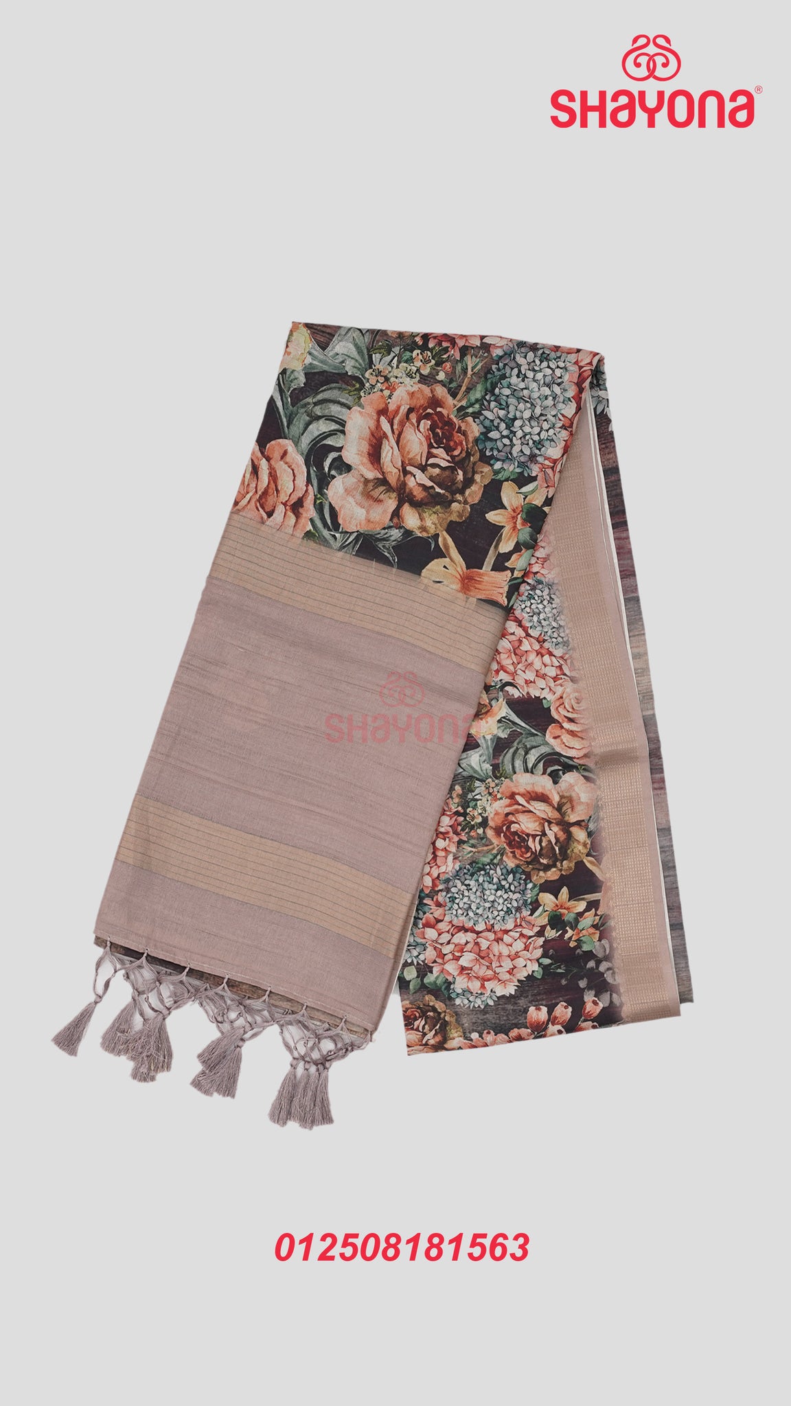 Rosy Gray & Multicolour Tussa Cotton Saree – Where Tradition Meets Modern Charm