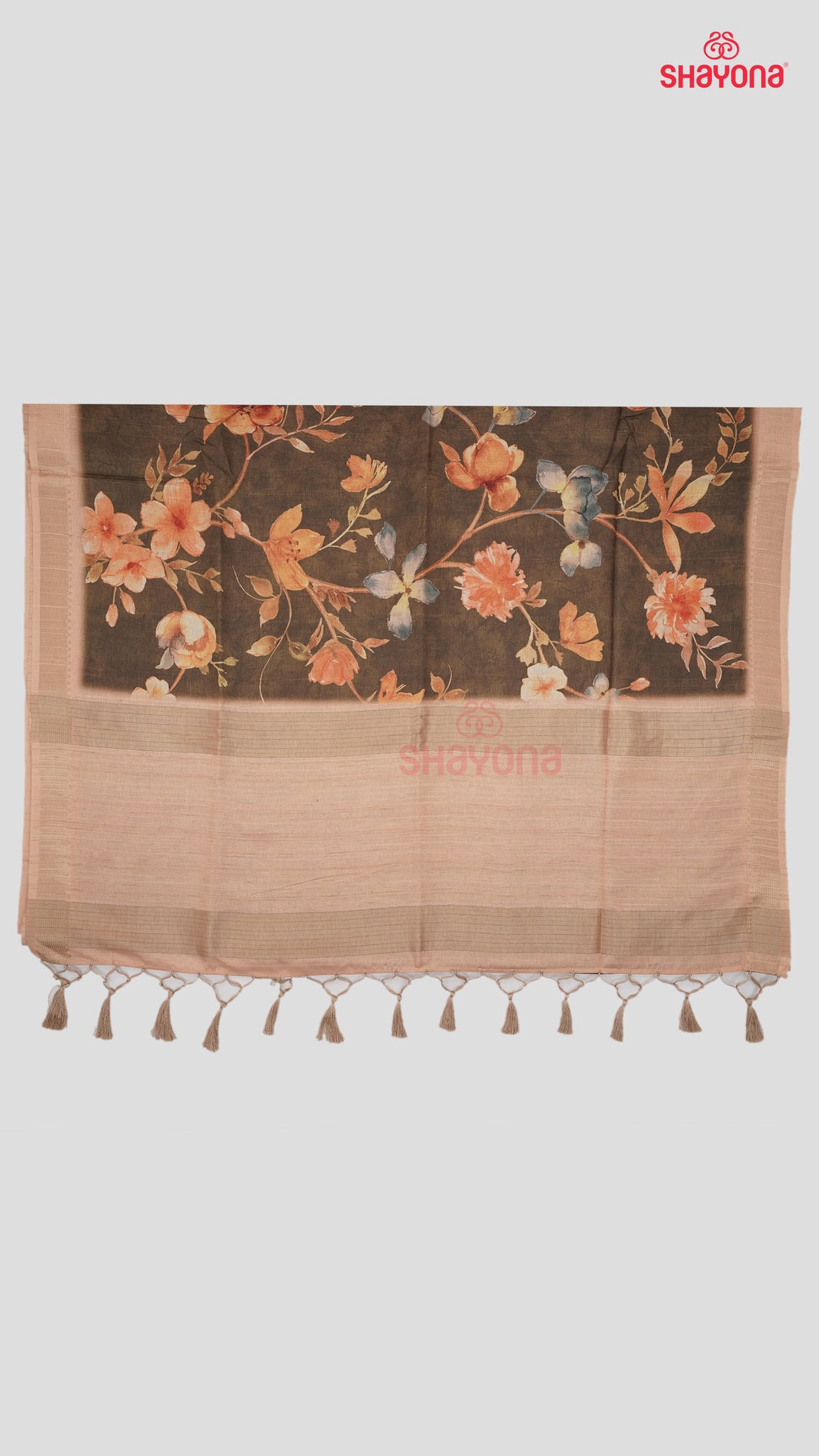 Dark Mehendi Green Weaved Tussa Cotton Saree with Multicoloured Floral Butta Jaal