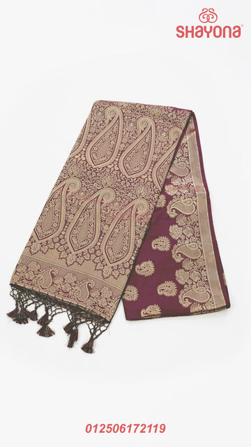 Dark Purple Banarasi Soft Silk Saree – A Royal Drape of Heritage