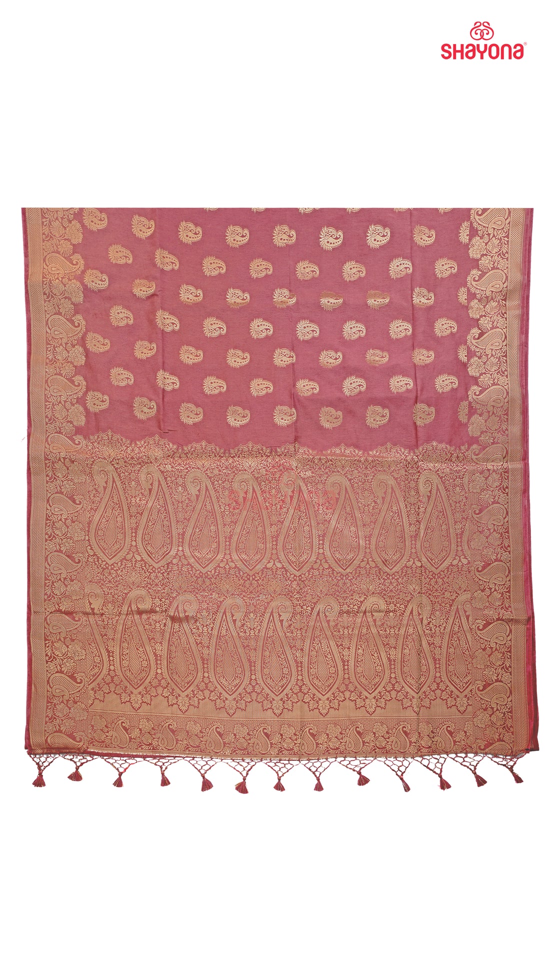 Medium Onion Banarasi Soft Silk Saree – A Delicate Balance of Elegance and Grace