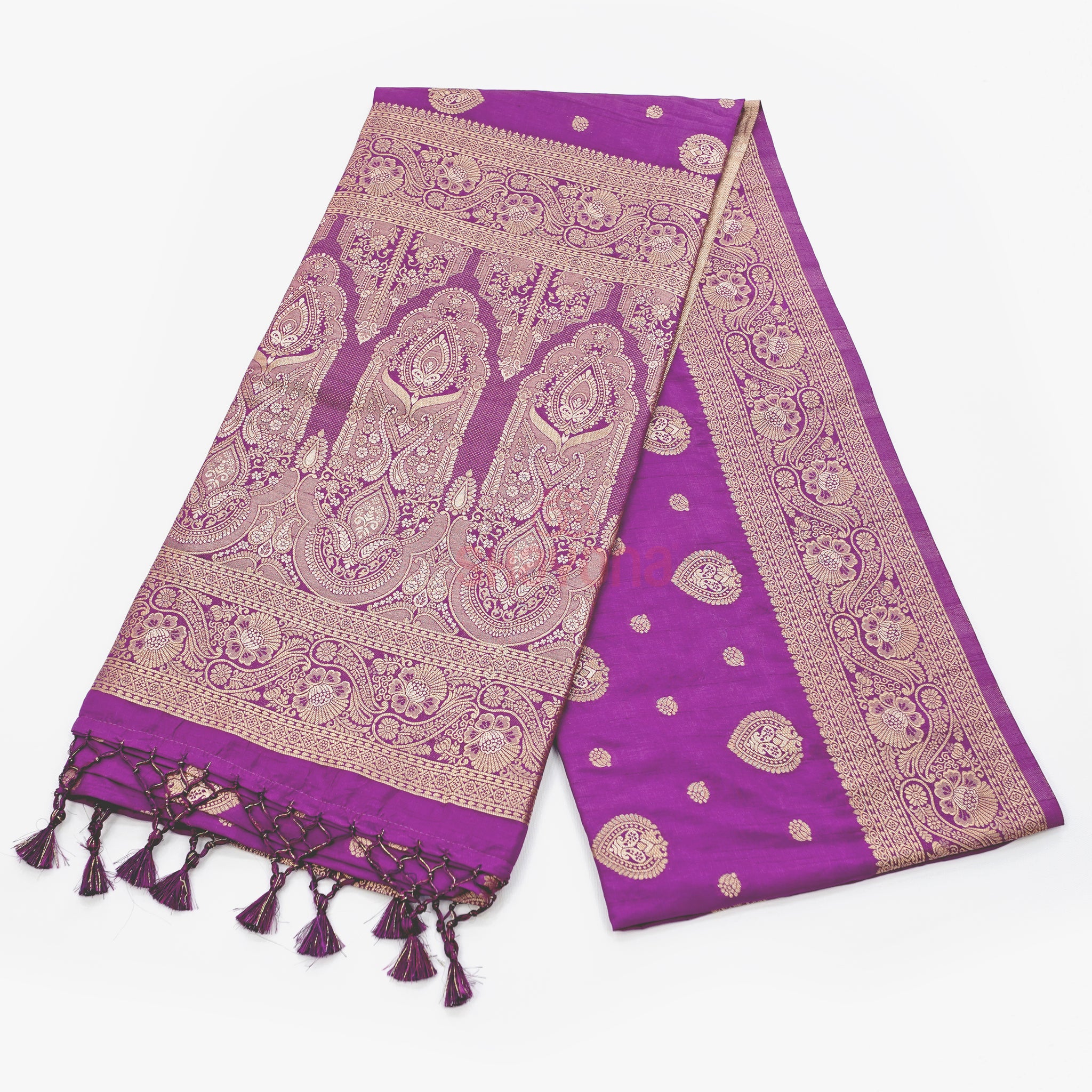 Dark Purple Banarasi Soft Silk Saree – Woven Elegance of Tradition
