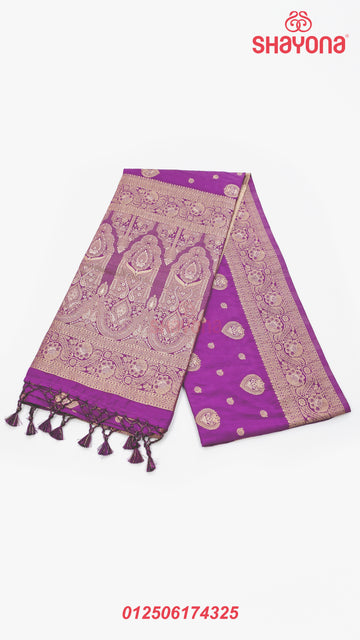 Dark Purple Banarasi Soft Silk Saree – Woven Elegance of Tradition