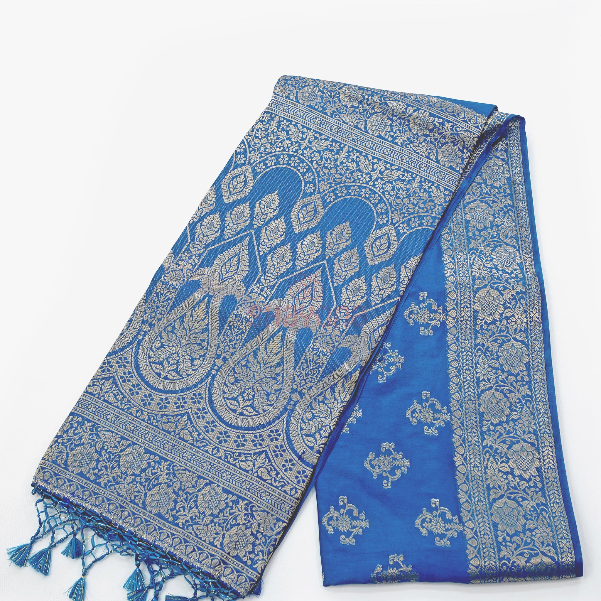 Dark Steel Blue Banarasi Soft Silk Saree – A Timeless Weave of Elegance