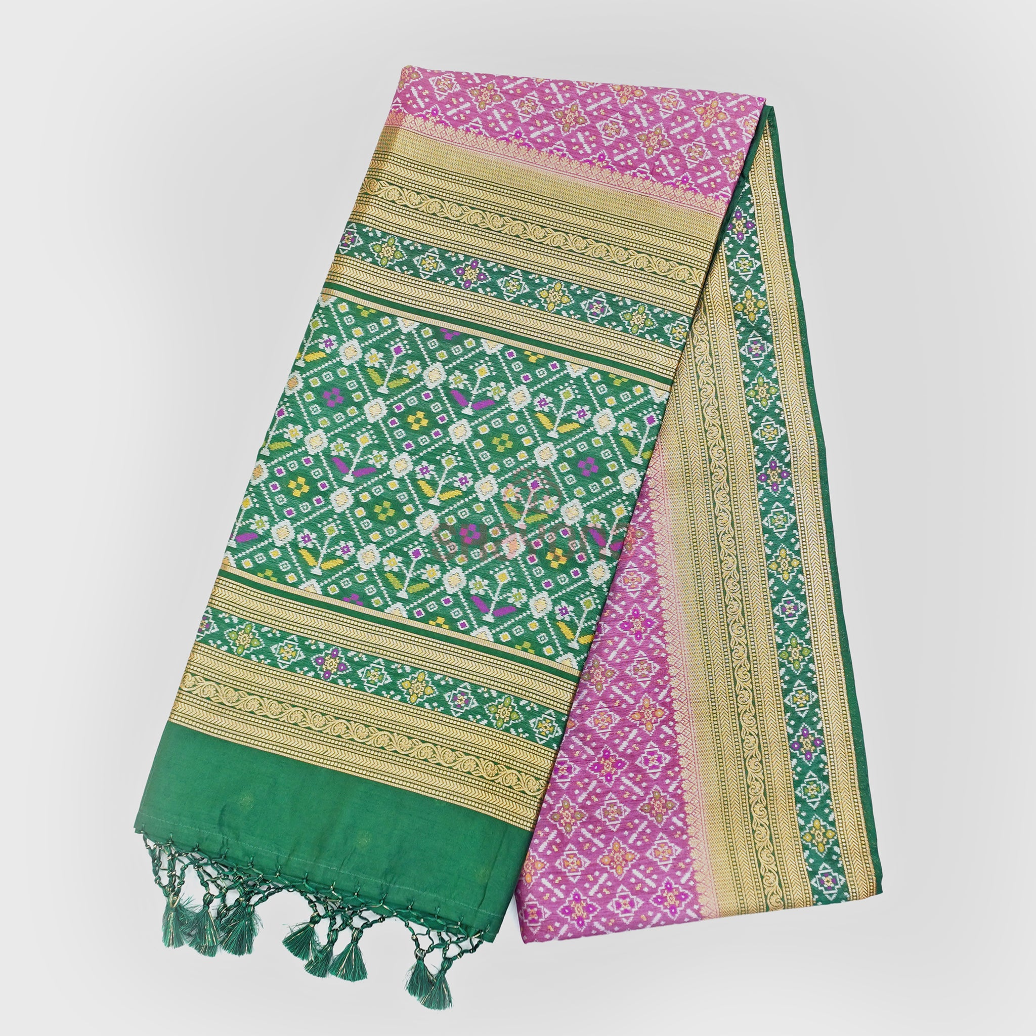 Onion Purple & Dark Green Ghicha Art Silk Saree