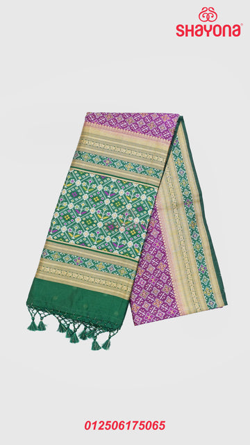 Dark Purple & Pomona Green Ghicha Art Silk Saree
