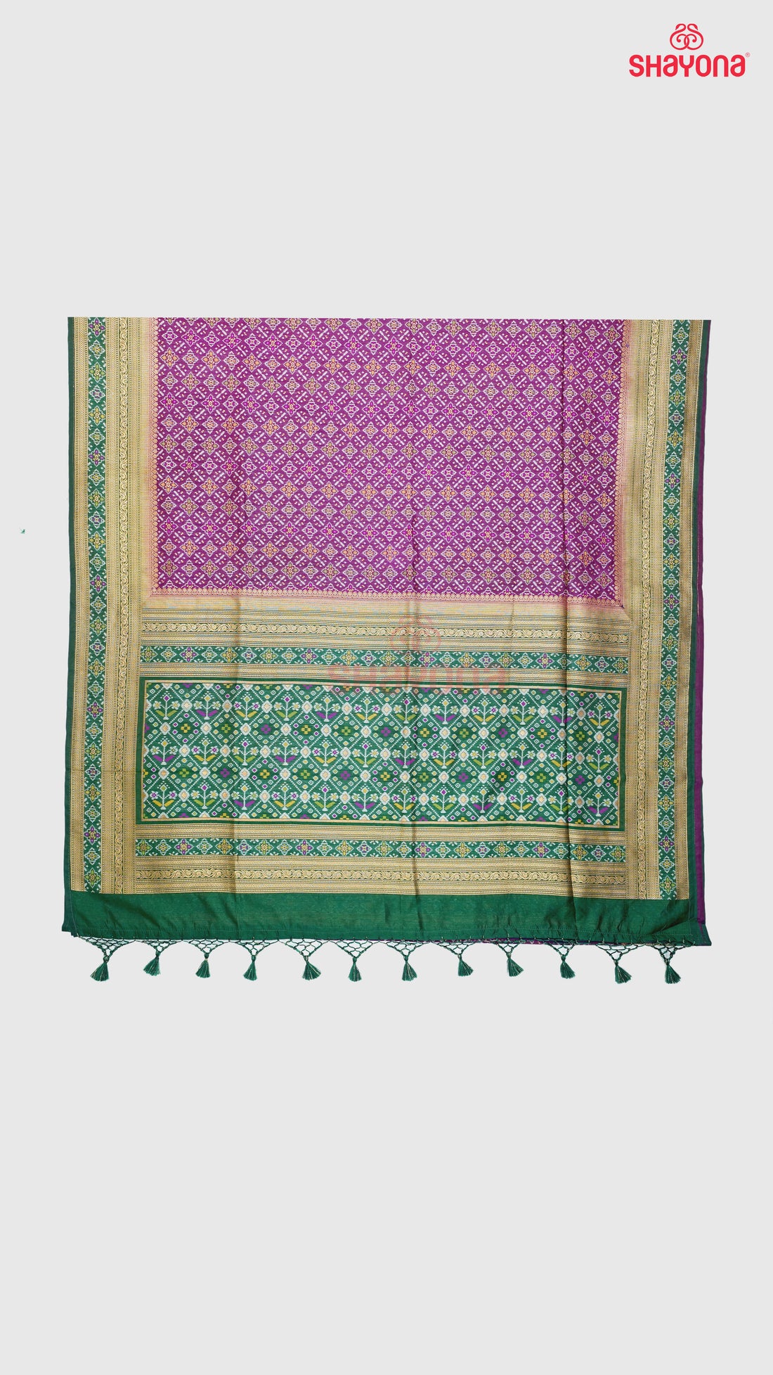 Dark Purple & Pomona Green Ghicha Art Silk Saree