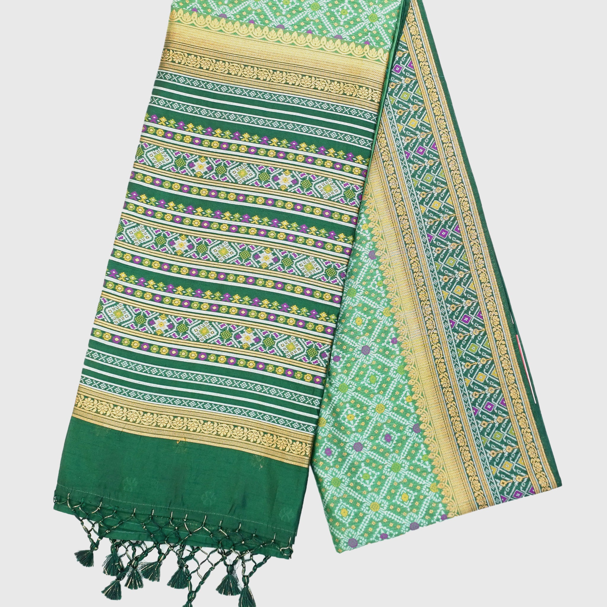 Medium Green & Dark Green Ghicha Art Silk Saree