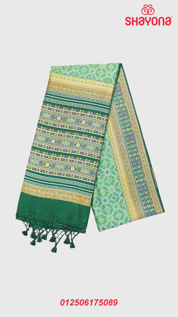 Medium Green & Dark Green Ghicha Art Silk Saree