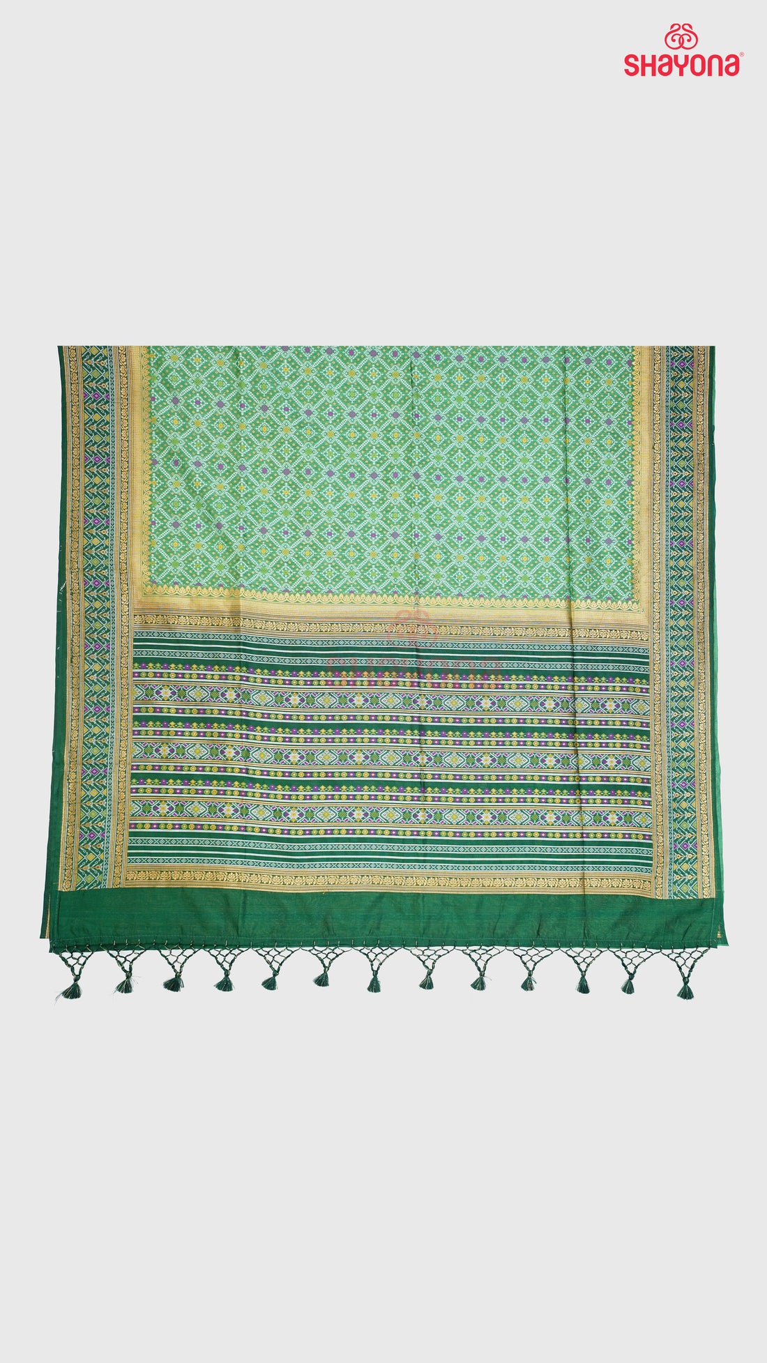 Medium Green & Dark Green Ghicha Art Silk Saree