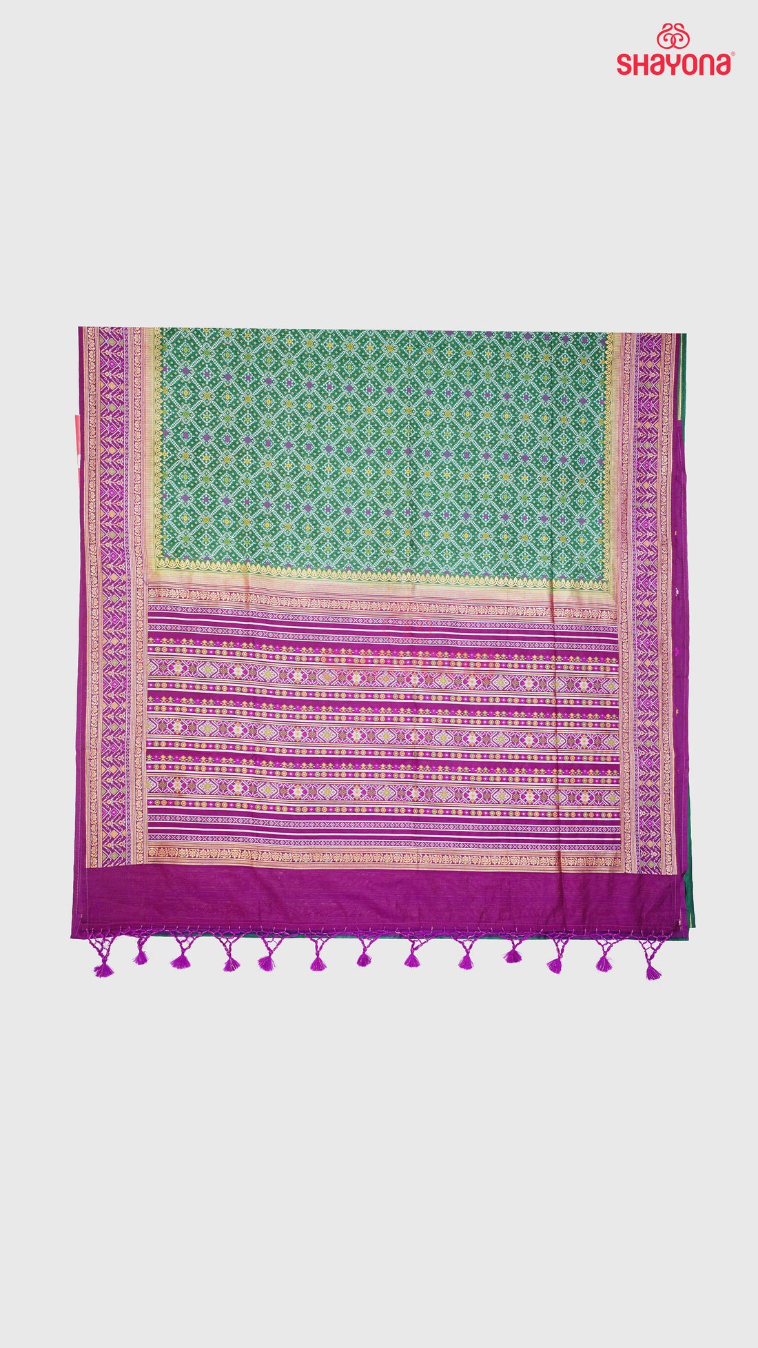 Dark Green & Dark Purple Ghicha Art Silk Saree