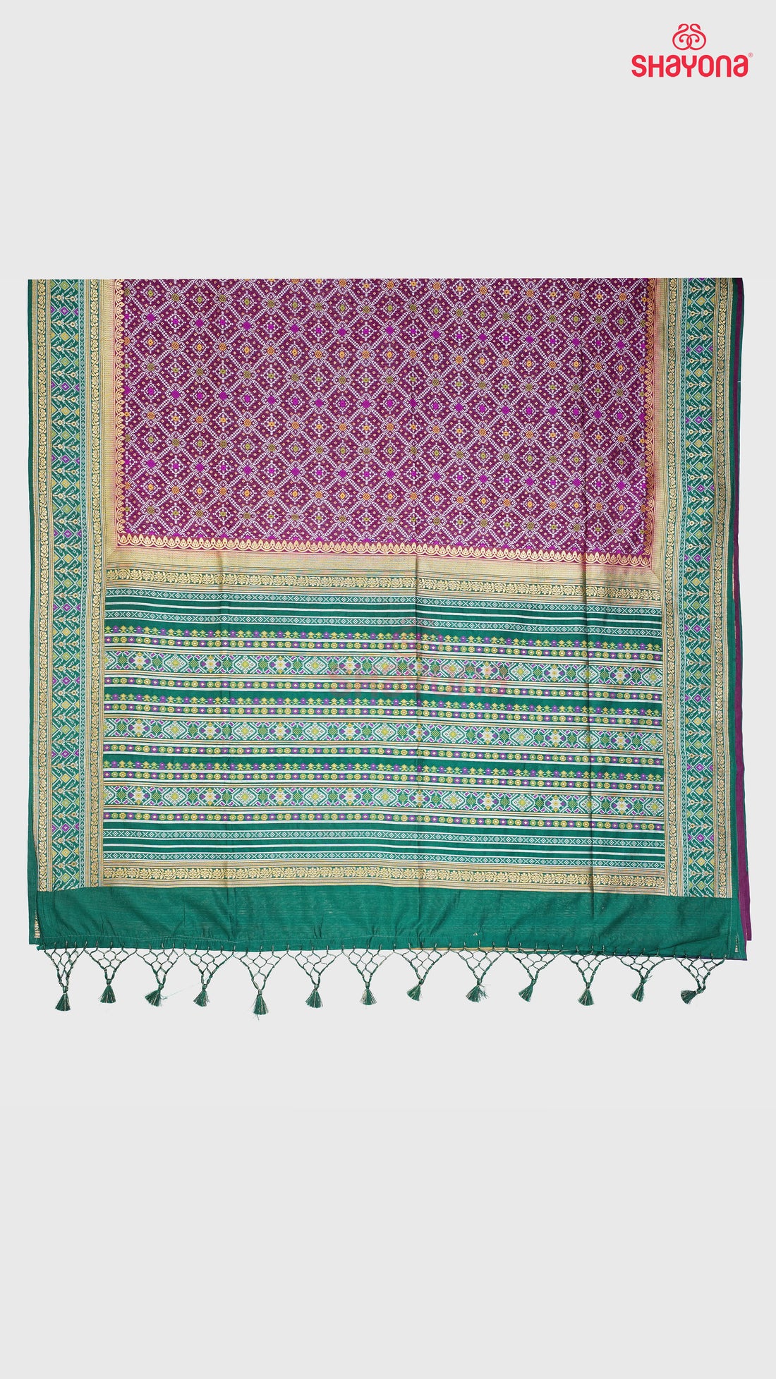 Dark Purple & Dark Green Ghicha Art Silk Saree
