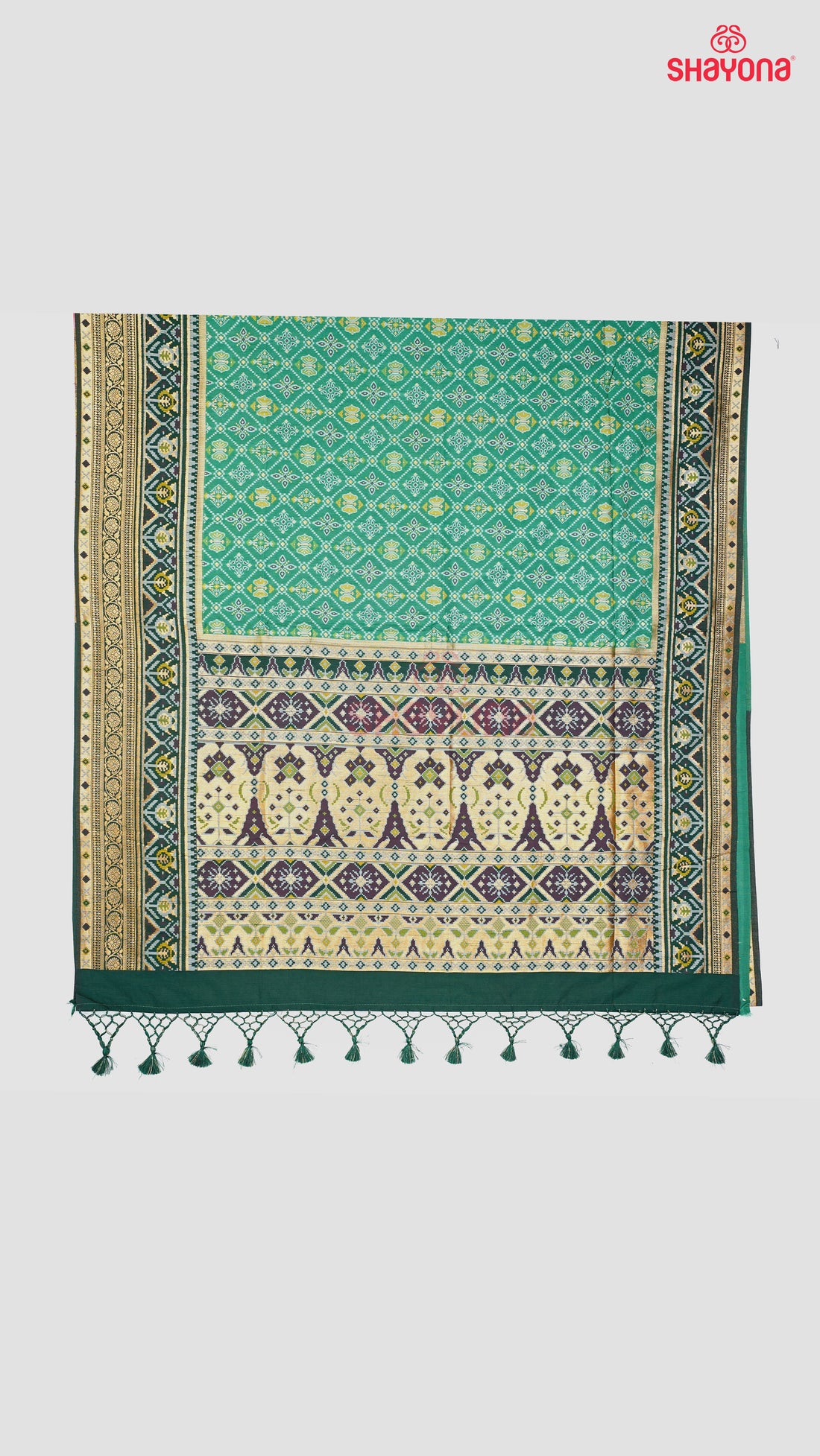 Medium Green & Pomona Green Ghicha Art Silk Saree