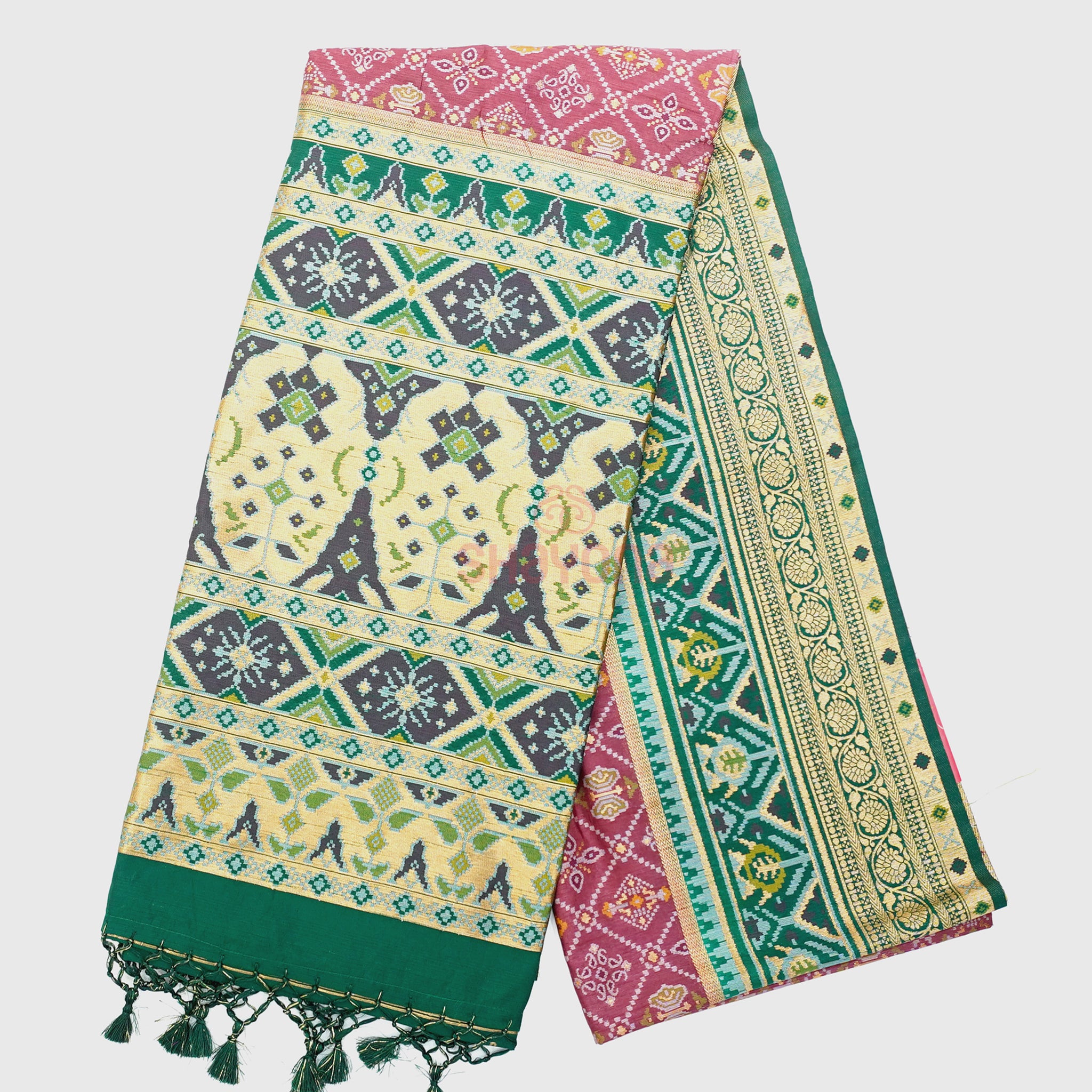 Light Purple & Dark Sea Green Ghicha Art Silk Saree