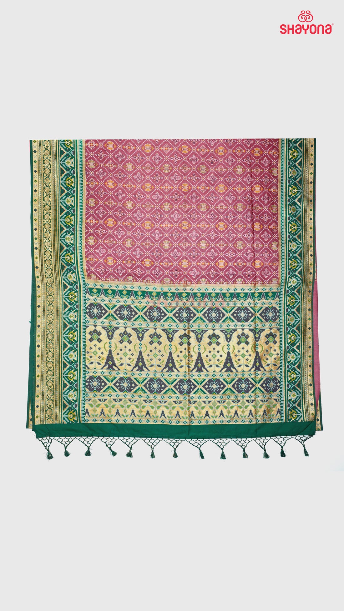 Light Purple & Dark Sea Green Ghicha Art Silk Saree
