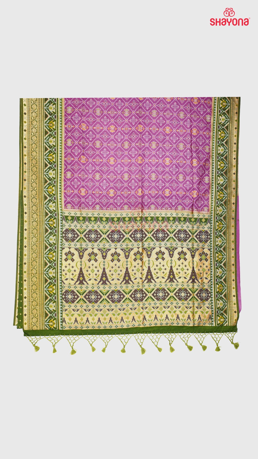 Dark Purple & Mehndi Green Ghicha Art Silk Saree