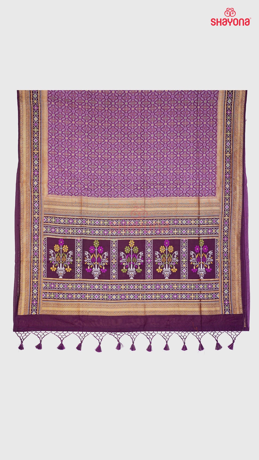 Dark Purple & Wine Ghicha Art Silk Saree