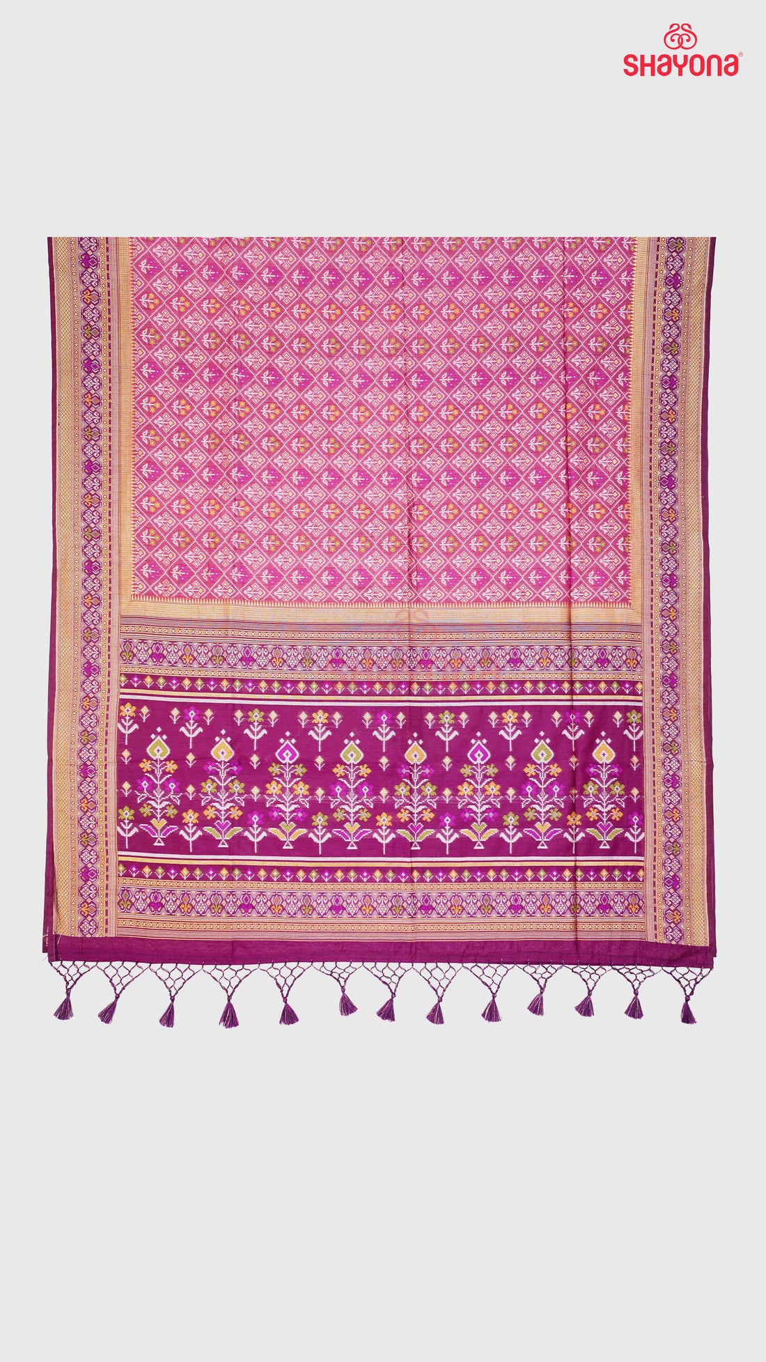 Medium Onion & Dark Purple Ghicha Art Silk Saree
