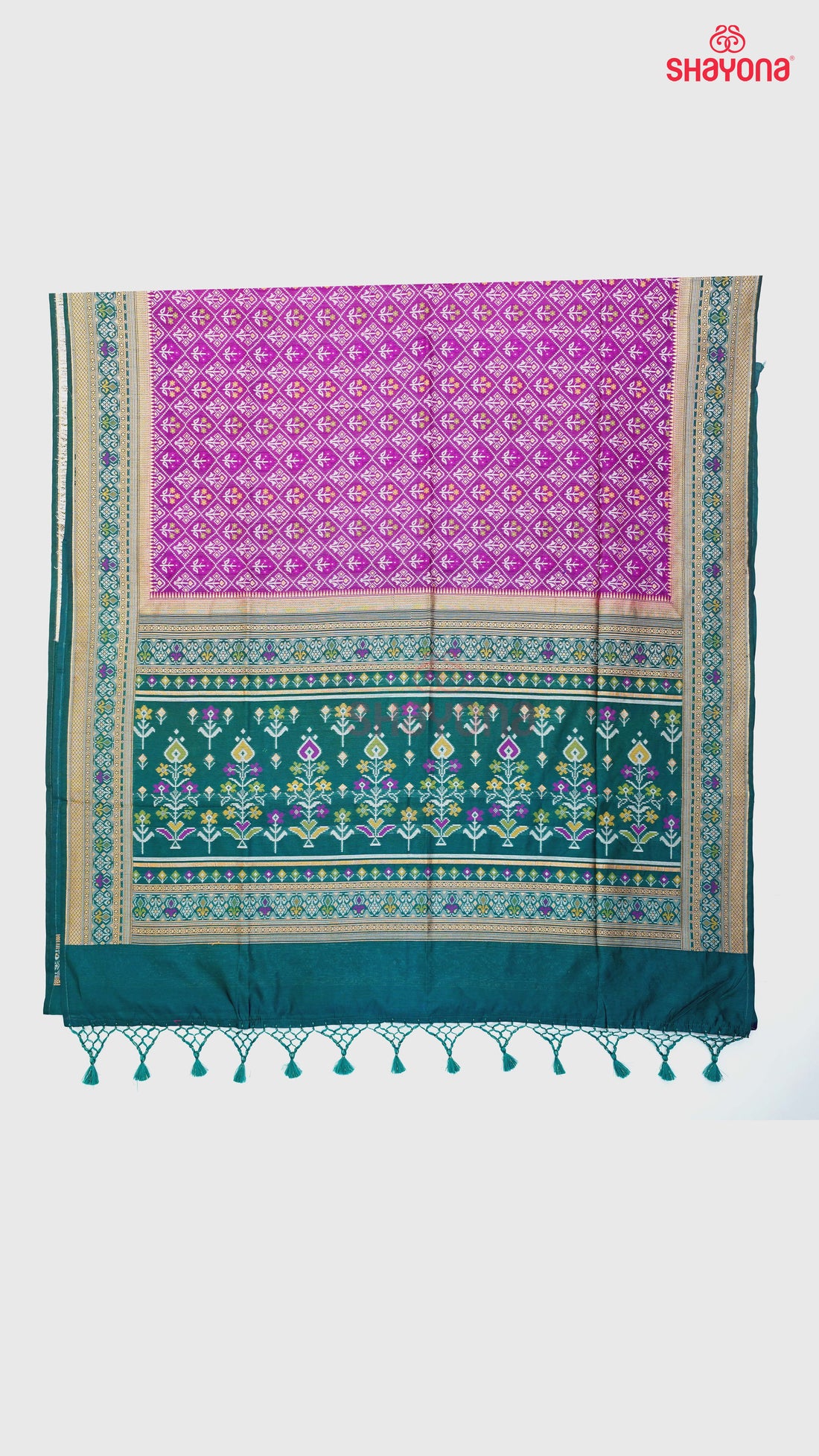 Purple & Deep Steel Blue Ghicha Art Silk Saree