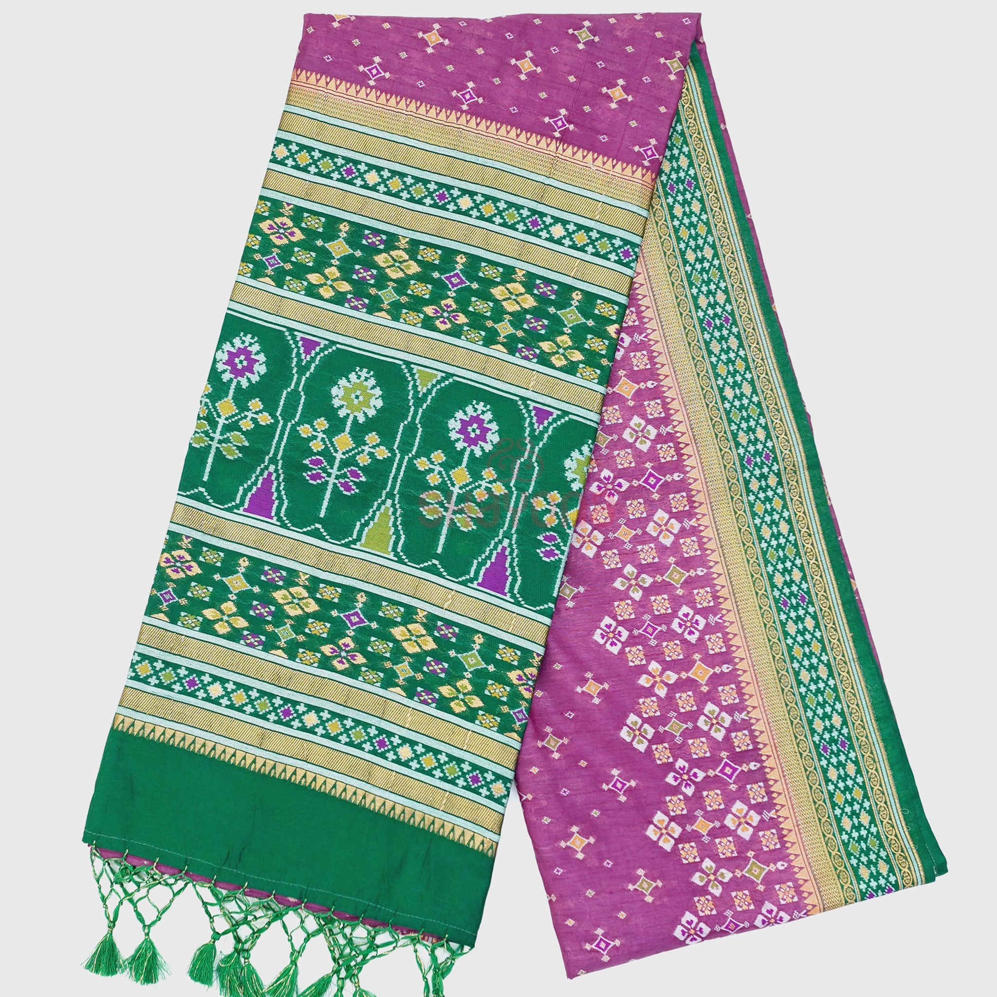 Onion Purple & Dark Green Ghicha Art Silk Saree