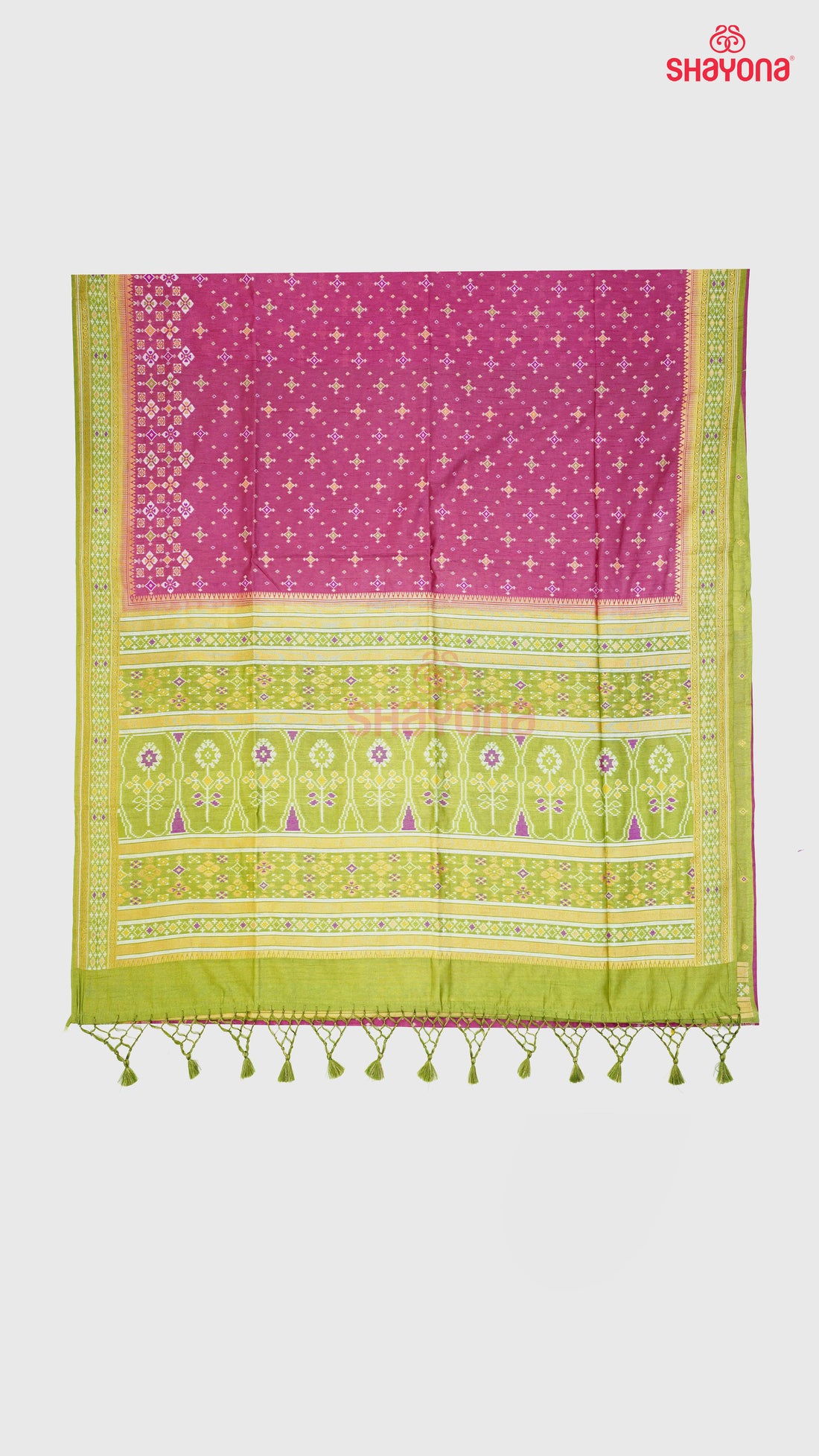 Onion & Mehendi Green Ghicha Art Silk Saree