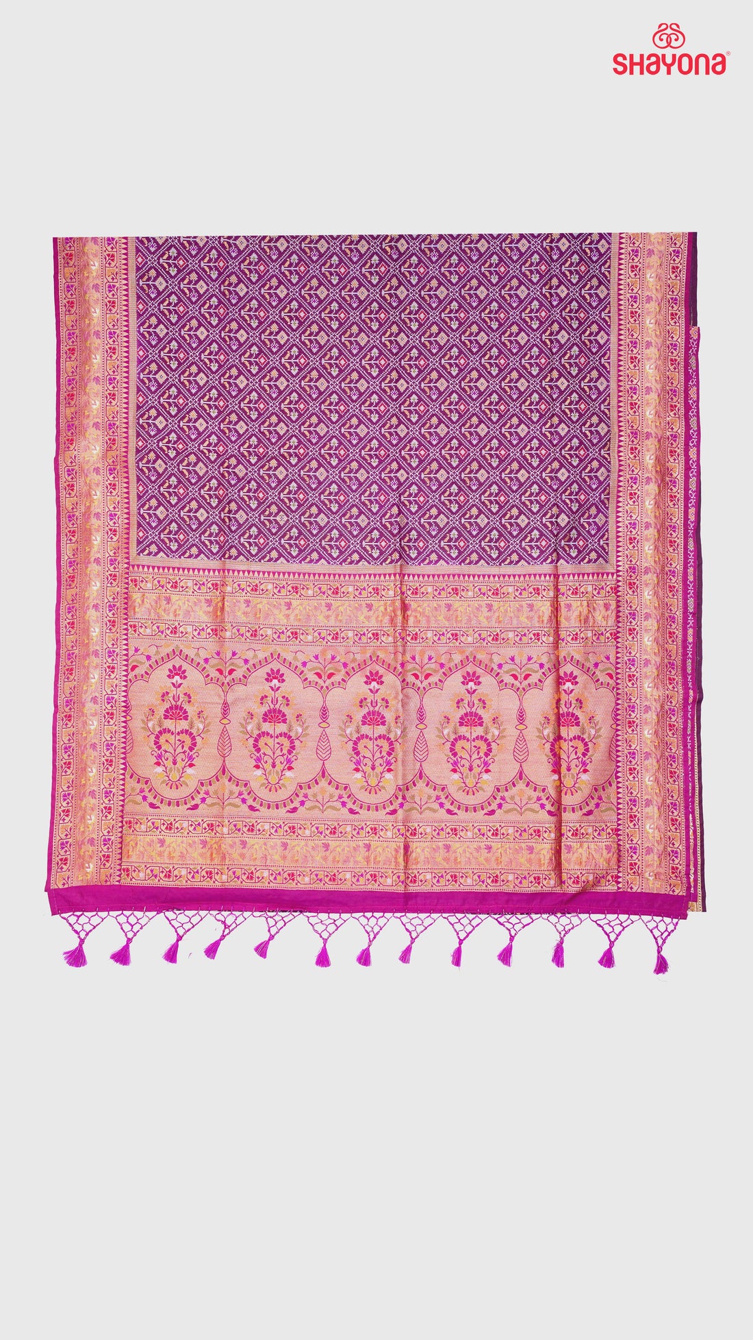 Dark Purple & Magenta Ghicha Art Silk Saree