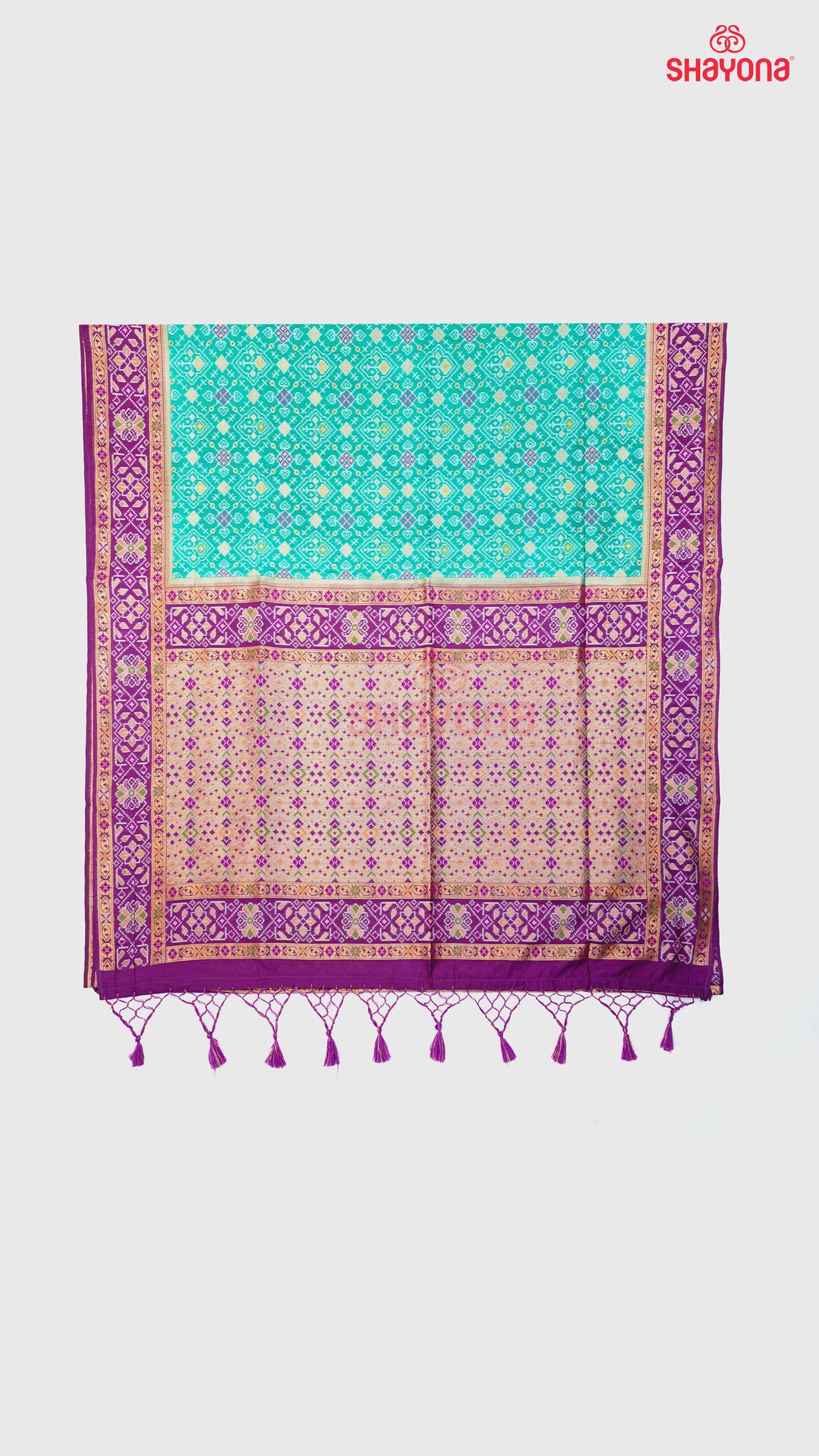 Cadet Blue & Dark Purple Ghicha Art Silk Saree