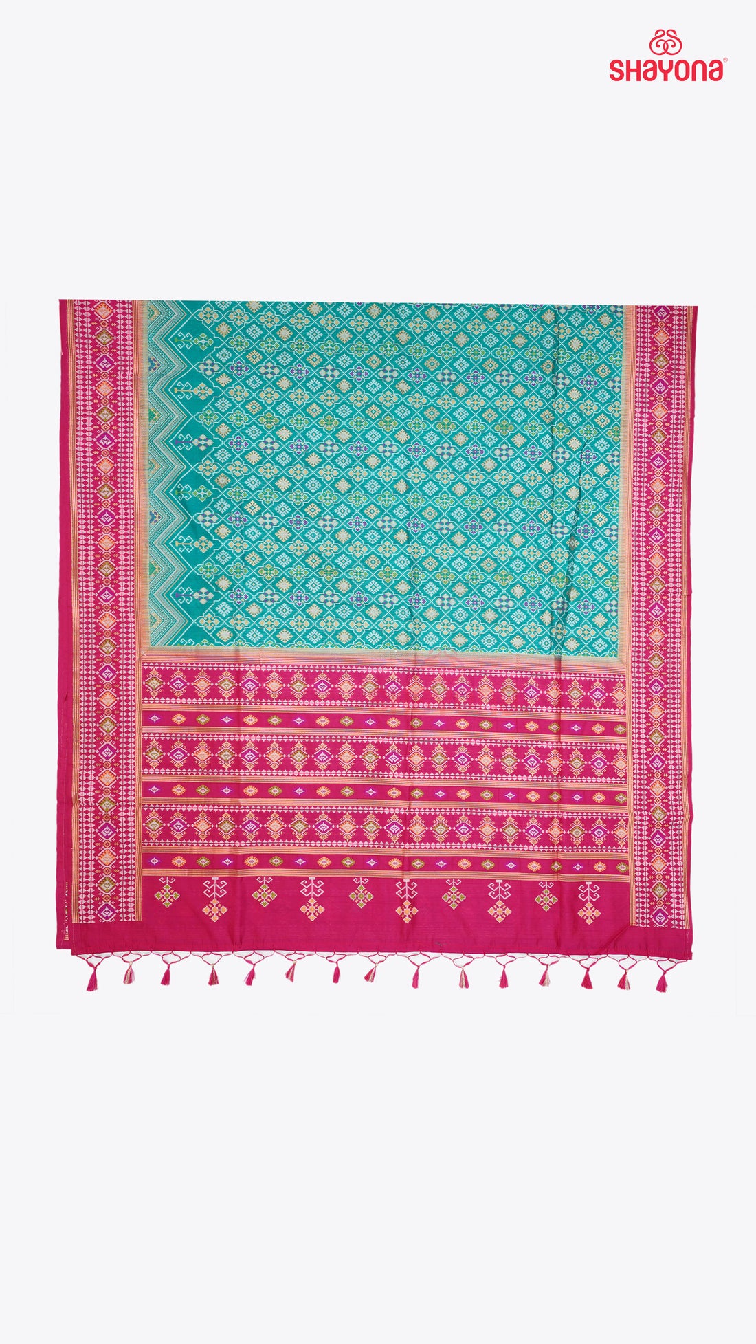 Dark Cadet Blue & Dark Violet Red Ghicha Art Silk Saree
