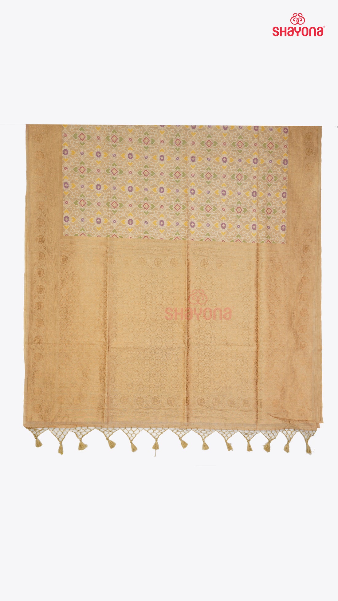 Almond-Coloured Ghicha Art Silk Saree