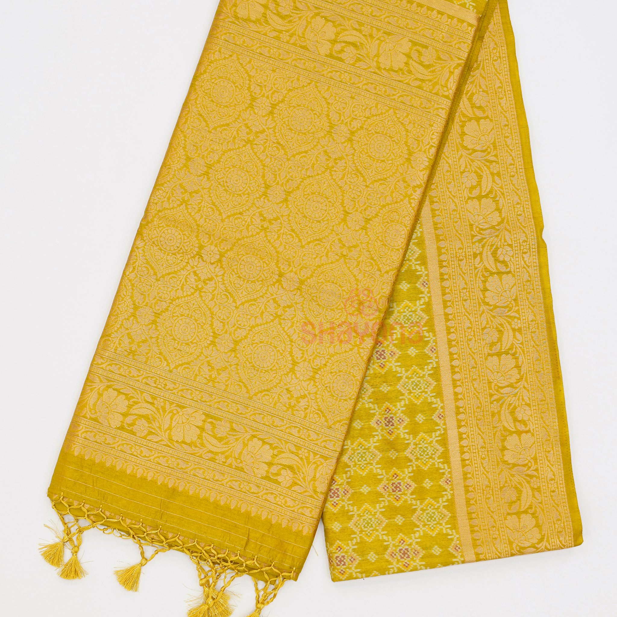 Olive Gold Ghicha Art Silk Saree