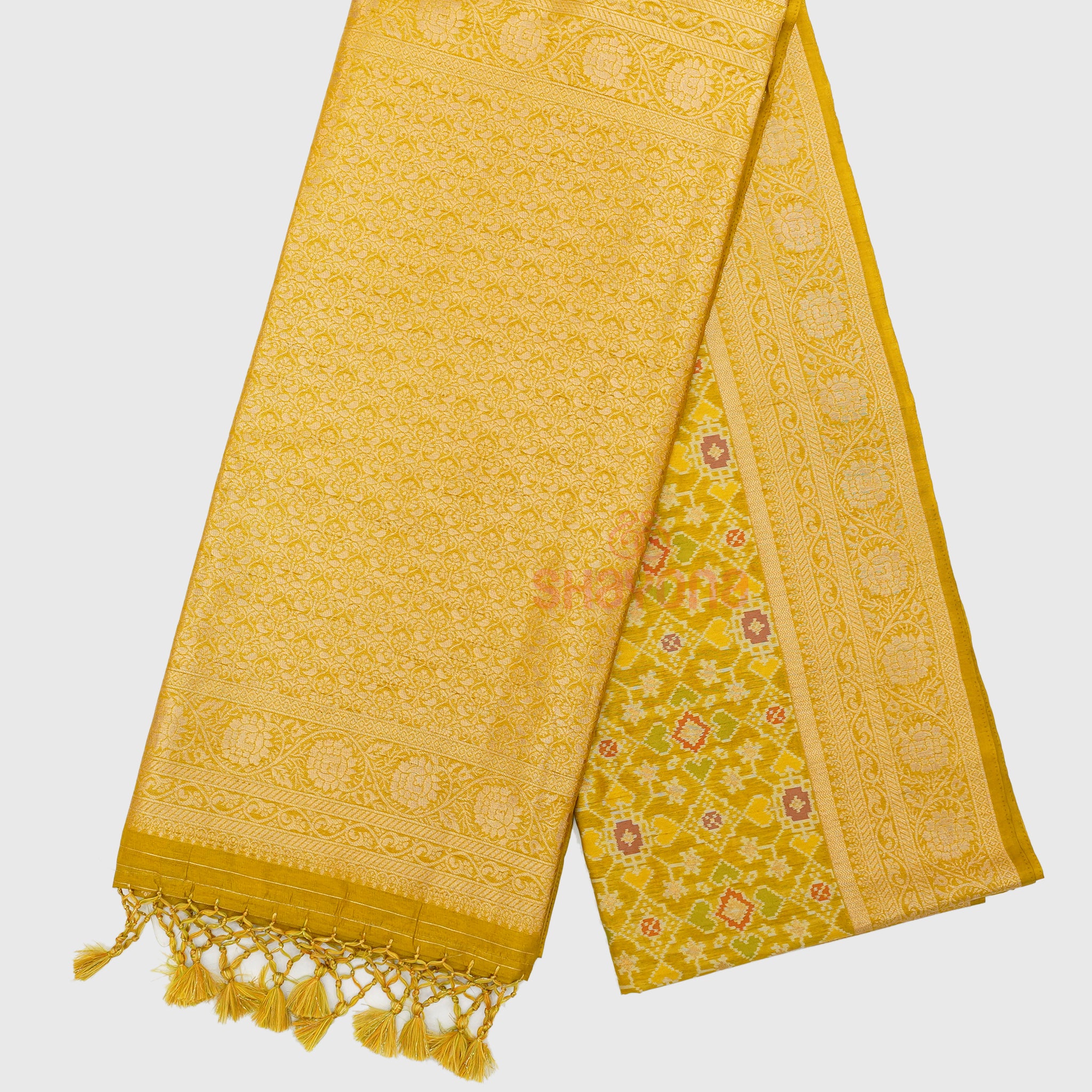 Yellow Gold Ghicha Art Silk Saree