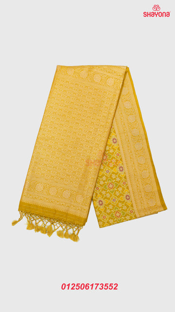 Yellow Gold Ghicha Art Silk Saree