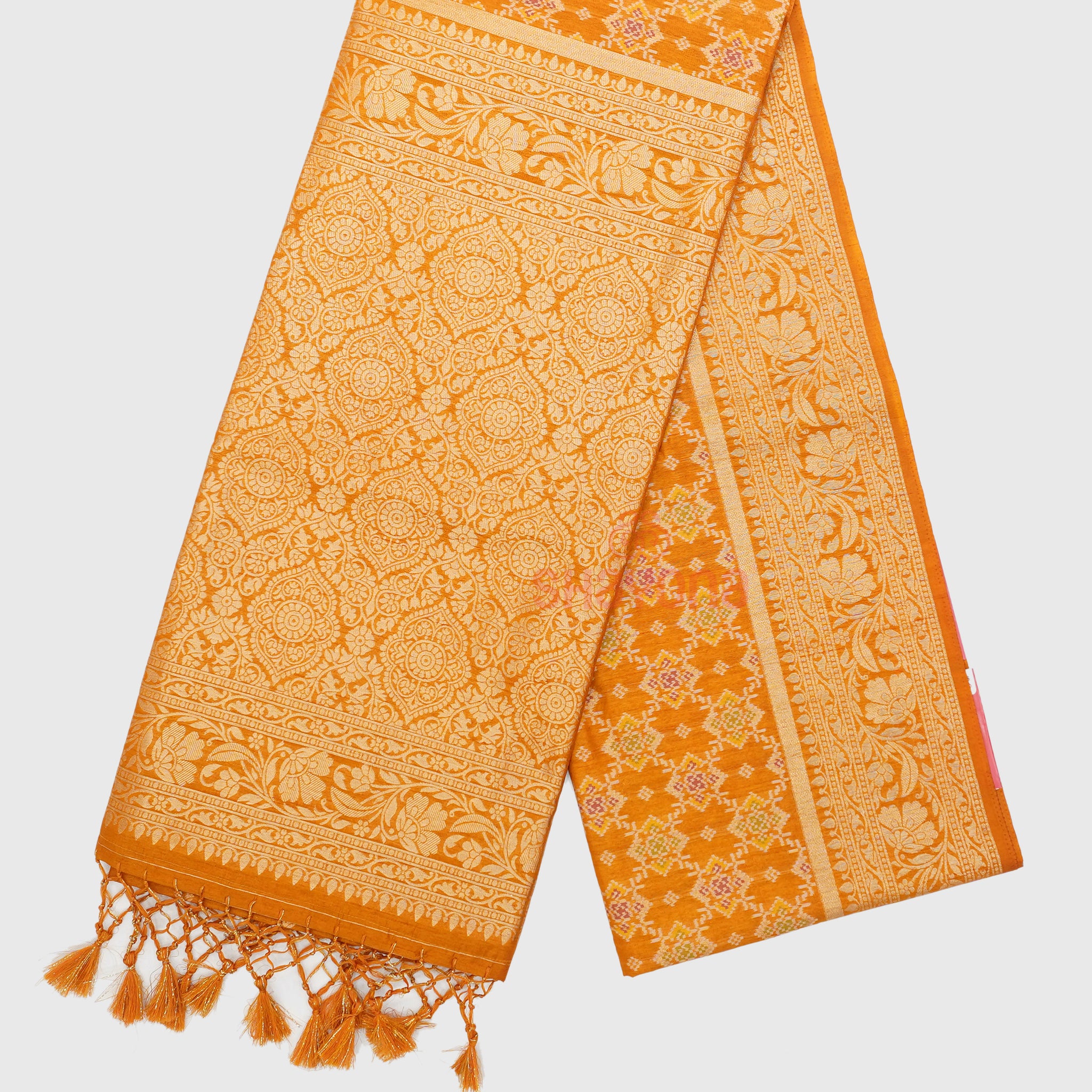 Mustard Ghicha Art Silk Saree