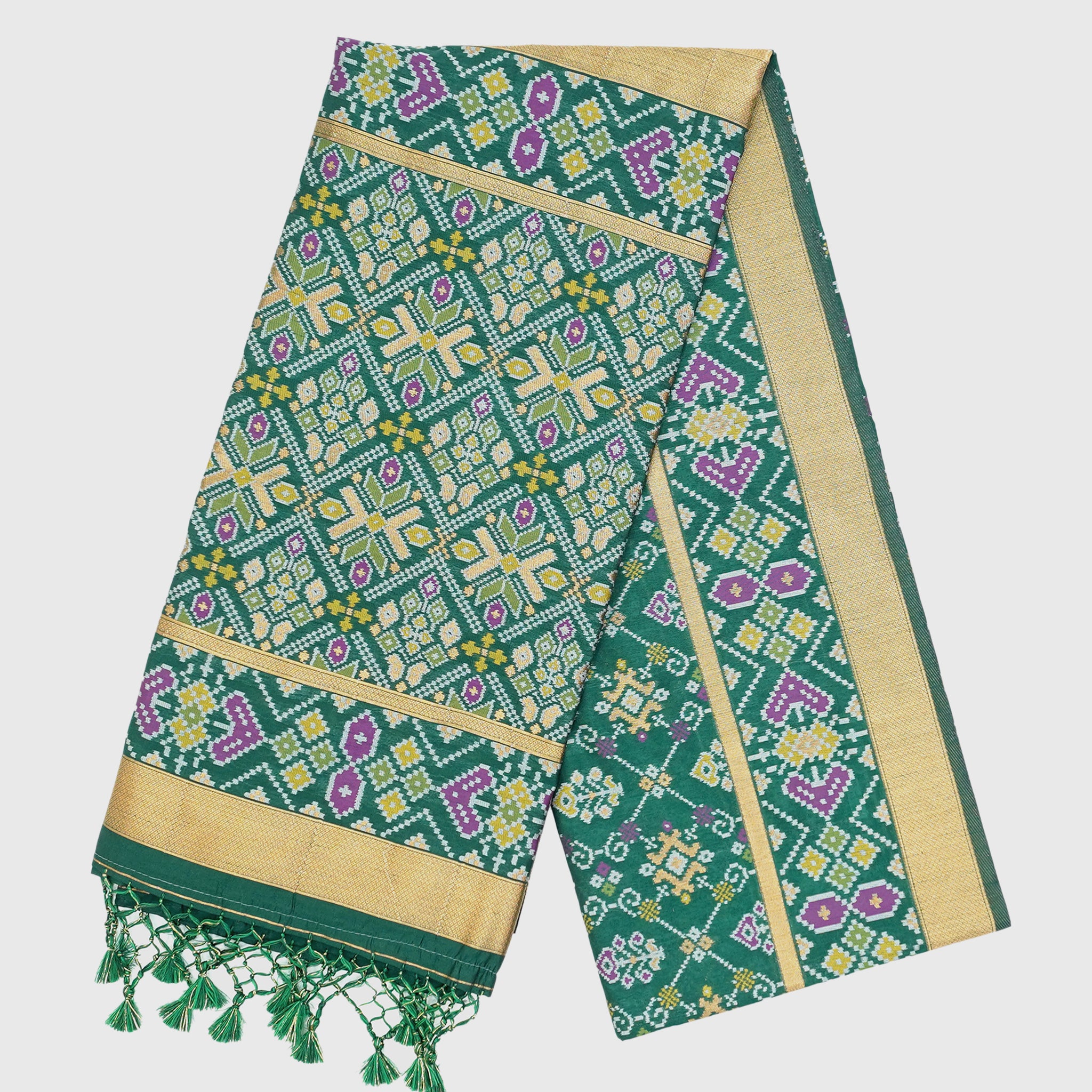 Dark Green Ghicha Art Silk Saree