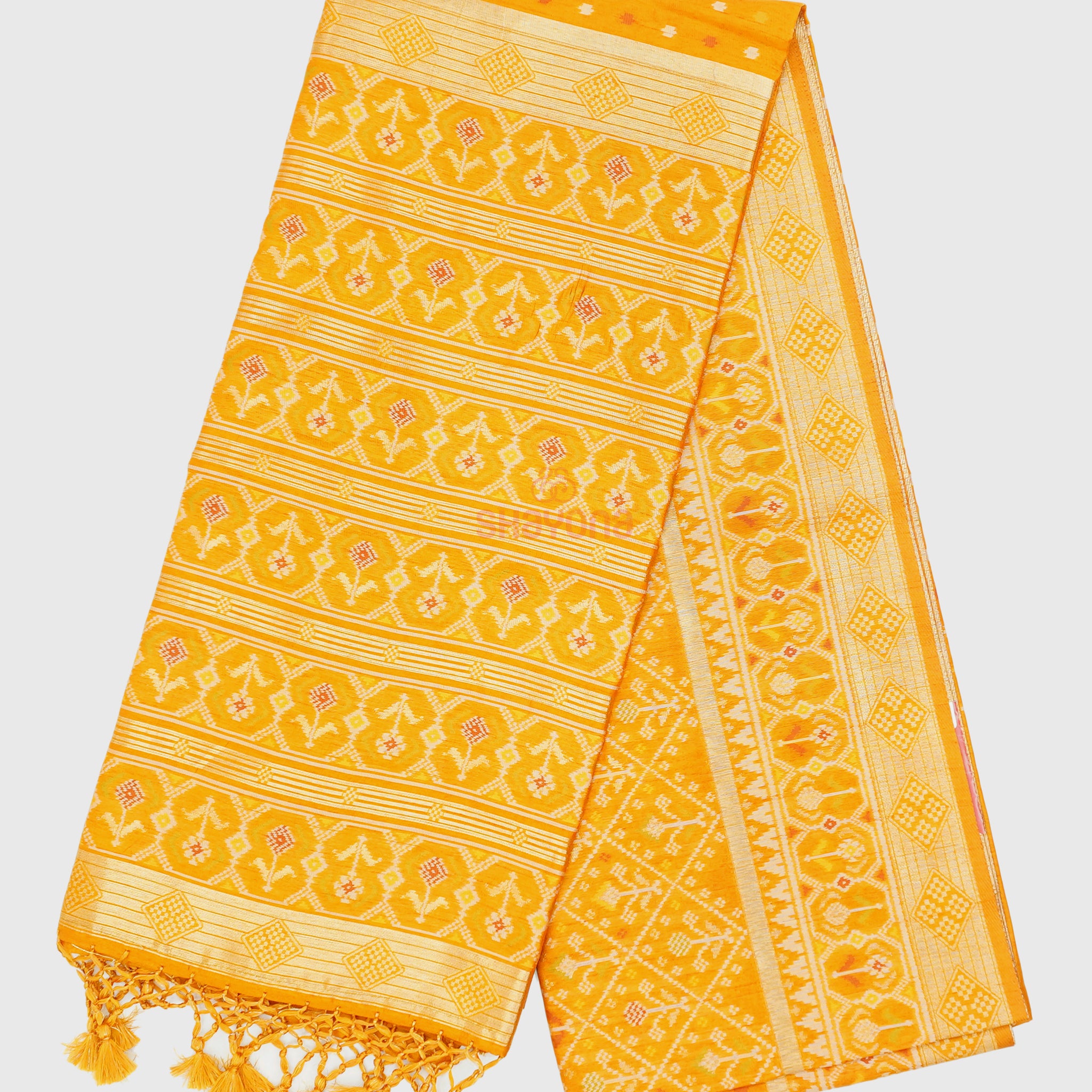 Mustard coloured Ghicha Art Silk Saree