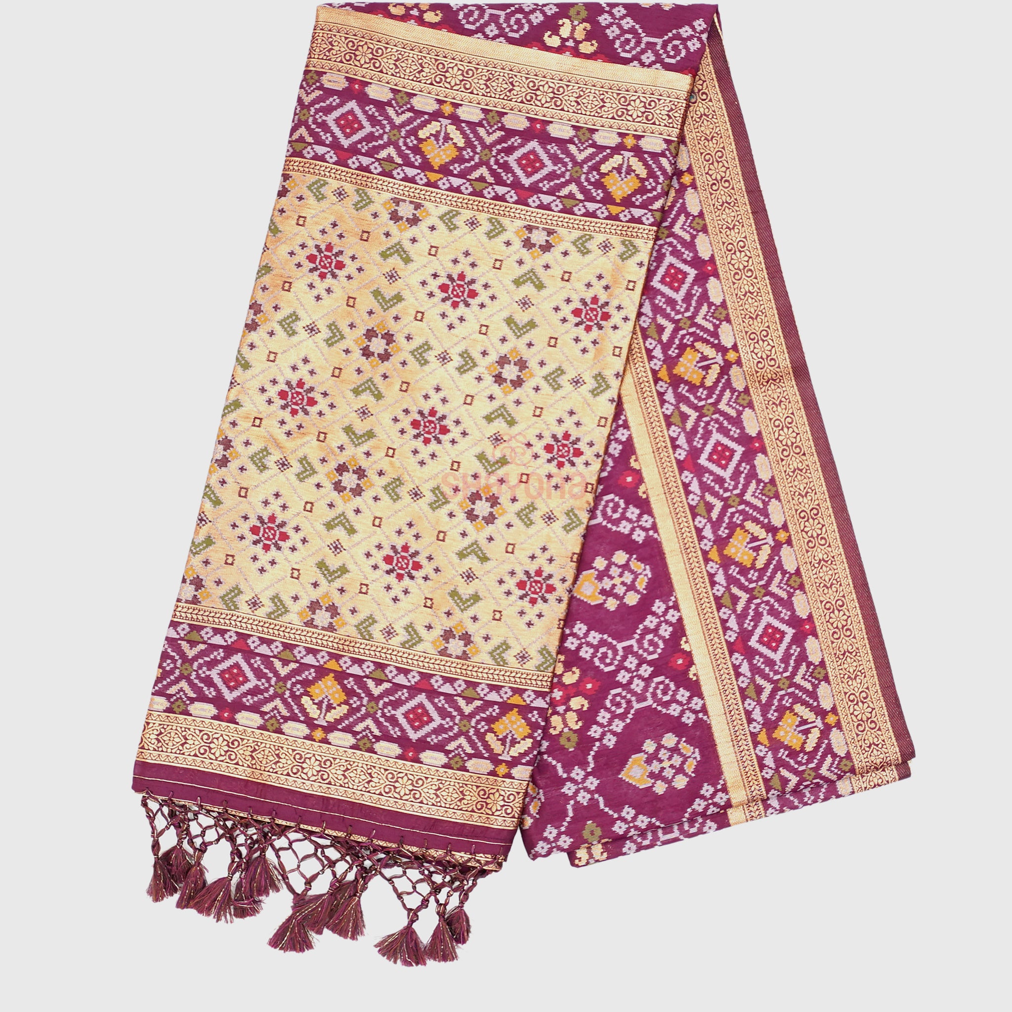 Wine coloured Ghicha Art Silk Saree