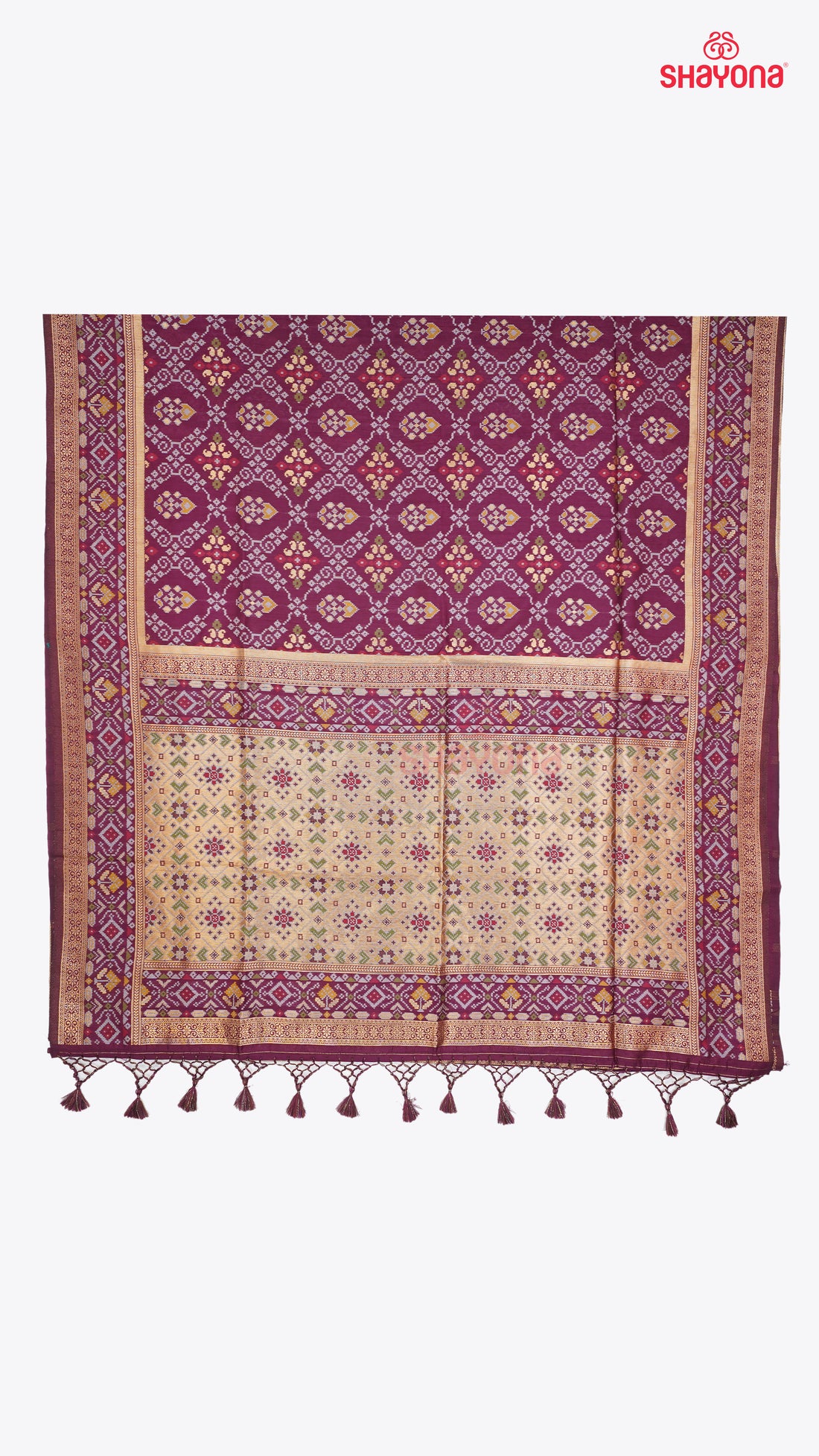 Wine coloured Ghicha Art Silk Saree
