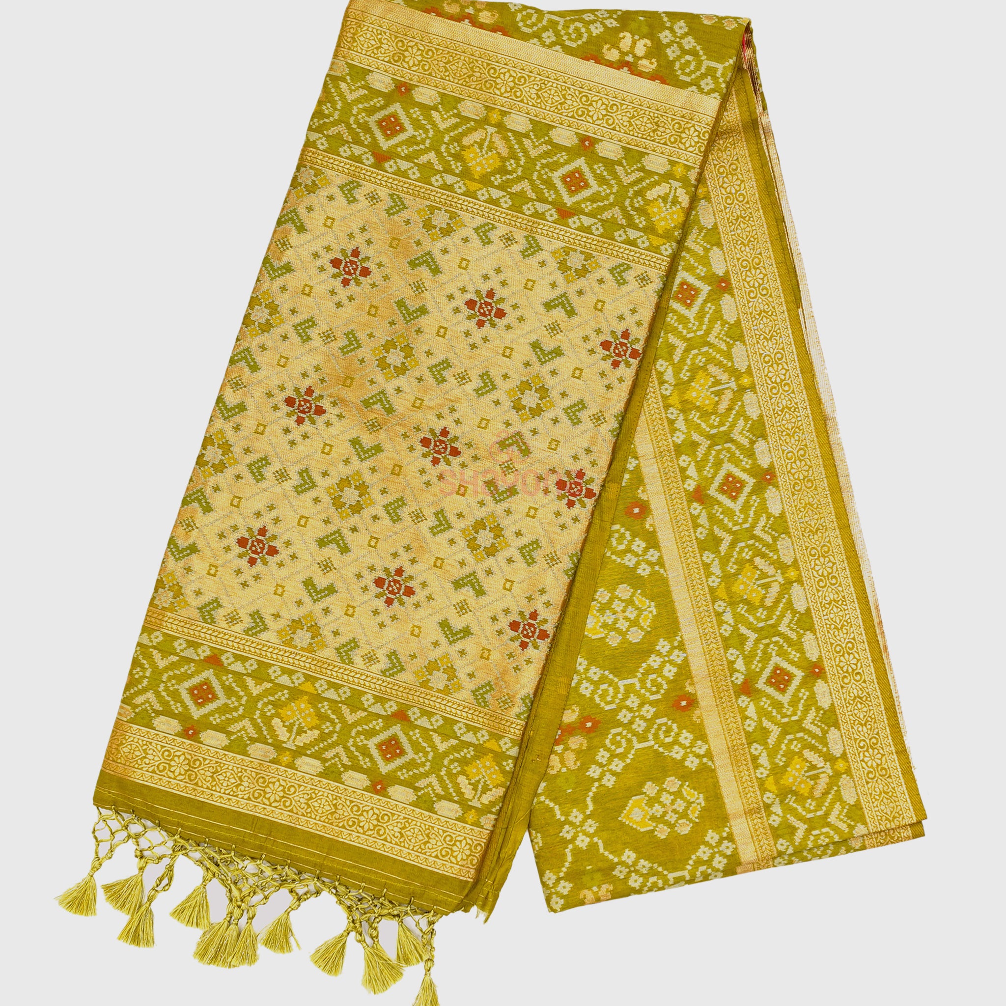 Mehendi Green Ghicha Art Silk Saree